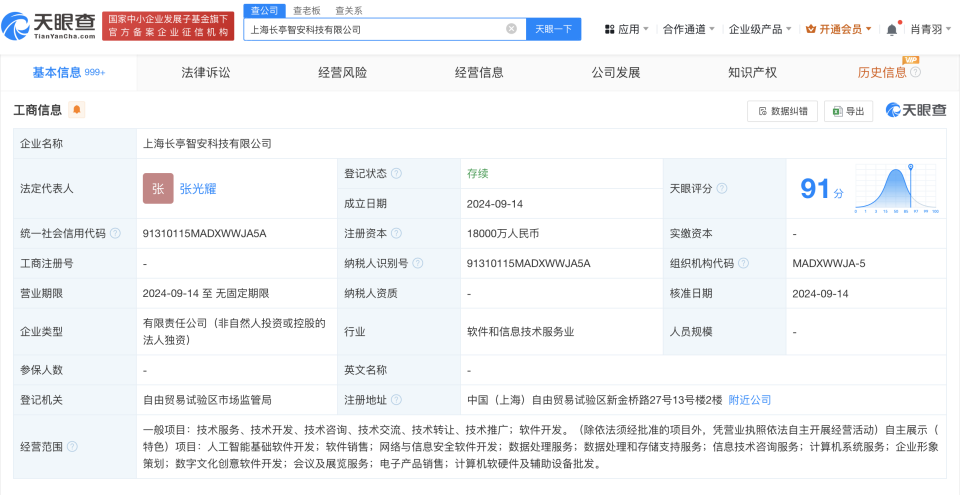 長亭科技上海新公司成立，1.8億注資深耕數(shù)字文化創(chuàng)意軟件開發(fā)